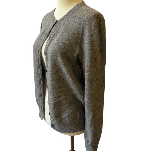 KAPRA HISKA CASHMERE CARDIGAN SWEATER PREPPY LIGHTWEIGHT NEUTRAL CLOSET STAPLE L - Picture 3 of 11